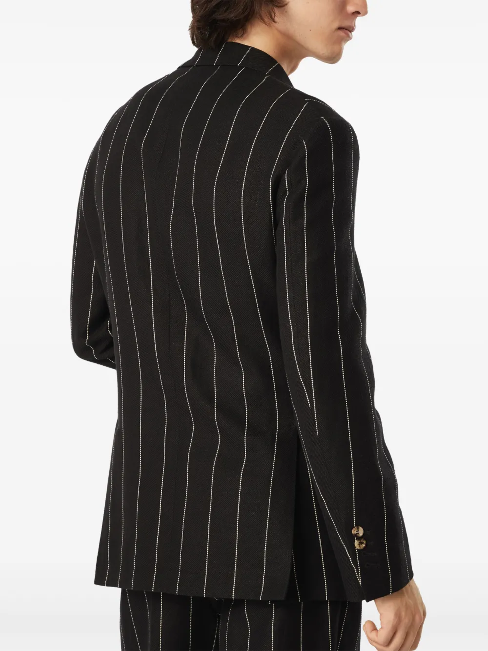 Brunello Cucinelli Gestreepte twill blazer Zwart