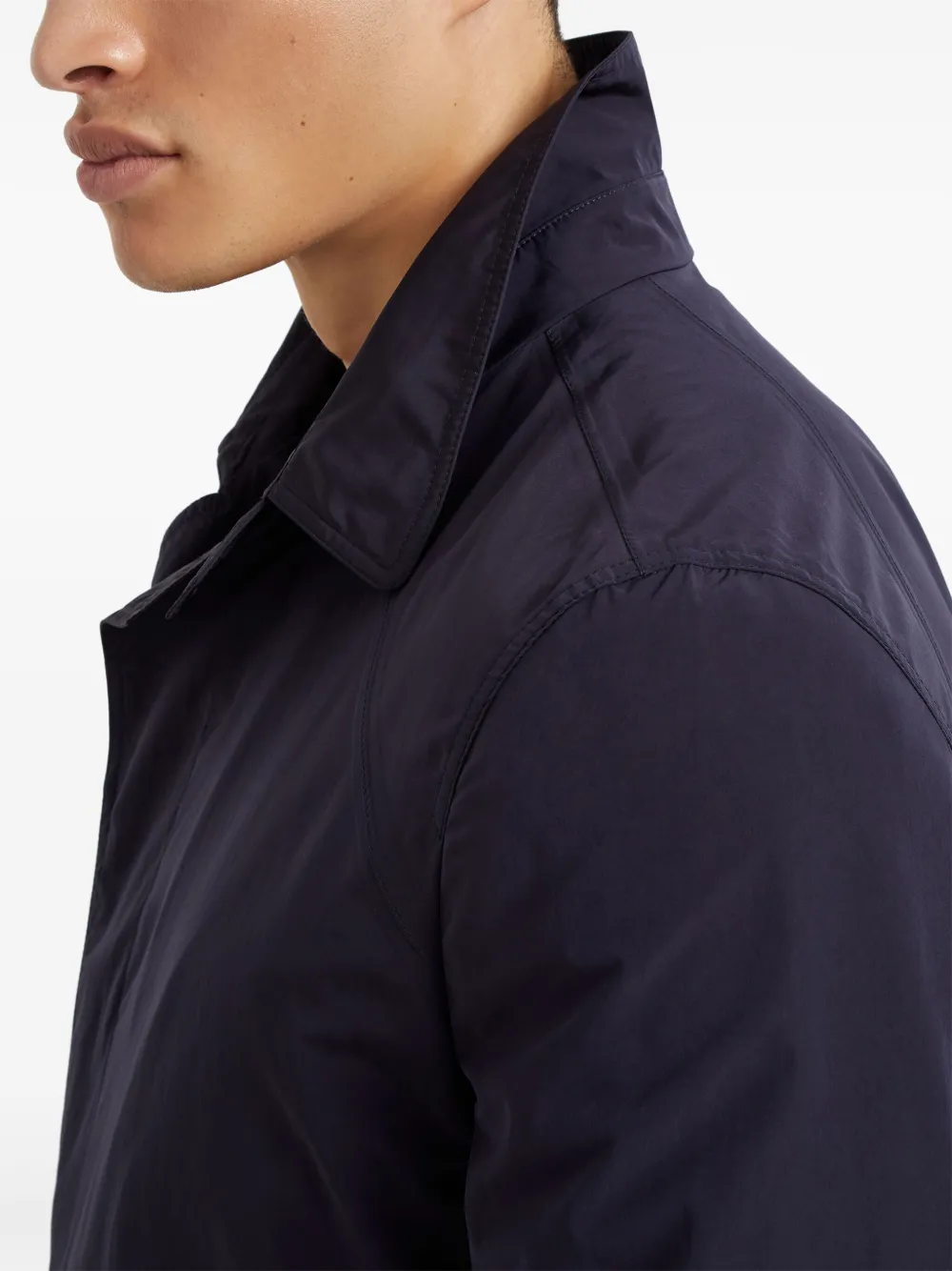 Brunello Cucinelli Trenchcoat met enkele rij knopen Blauw