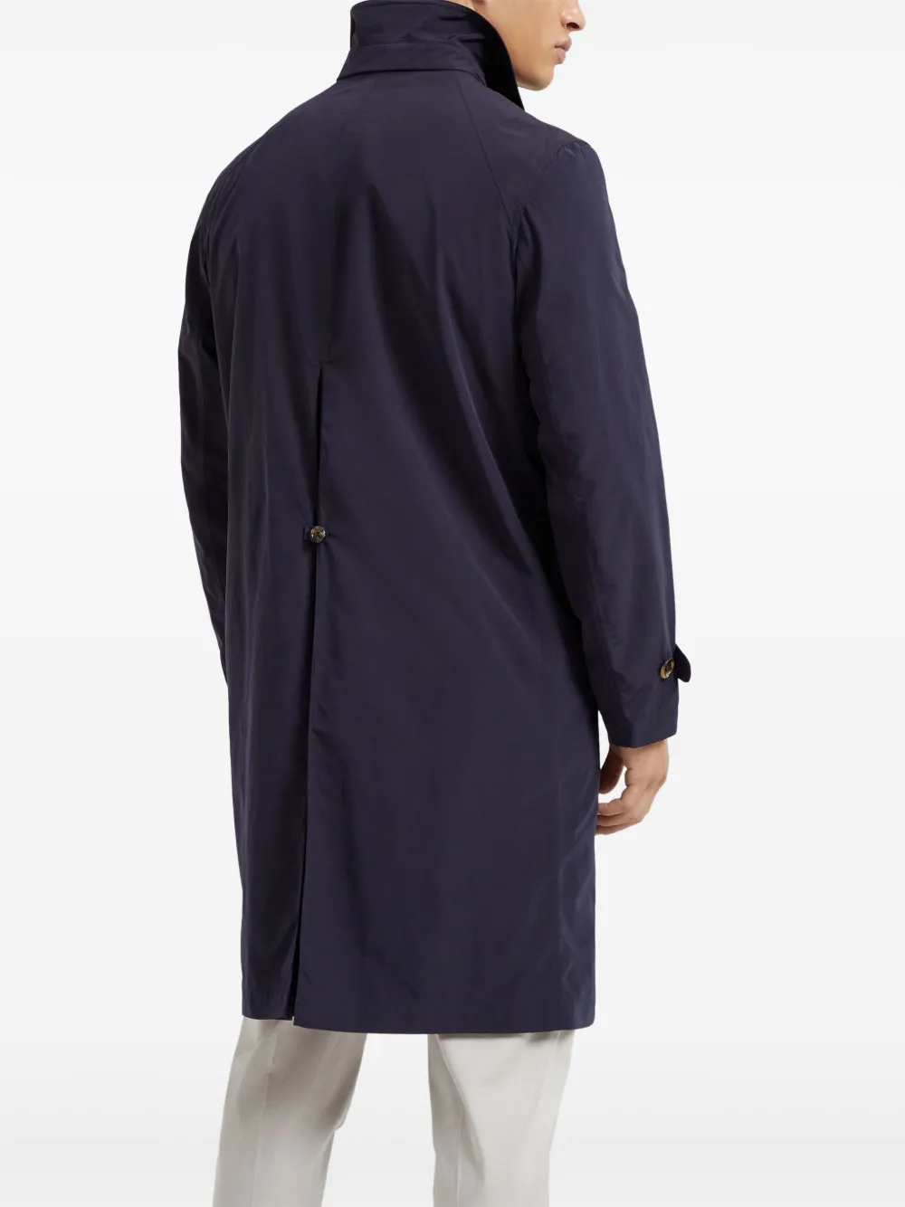 Brunello Cucinelli Trenchcoat met enkele rij knopen Blauw