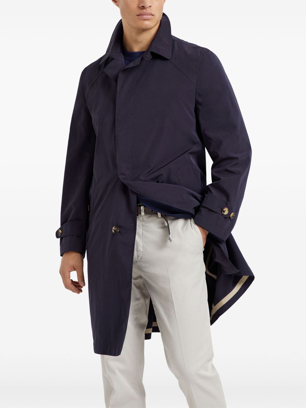 Brunello Cucinelli single-breasted trenchcoat - Blue