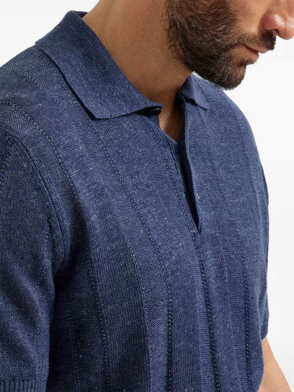 Brunello Cucinelli リブニット ポロシャツ | ブルー | FARFETCH JP