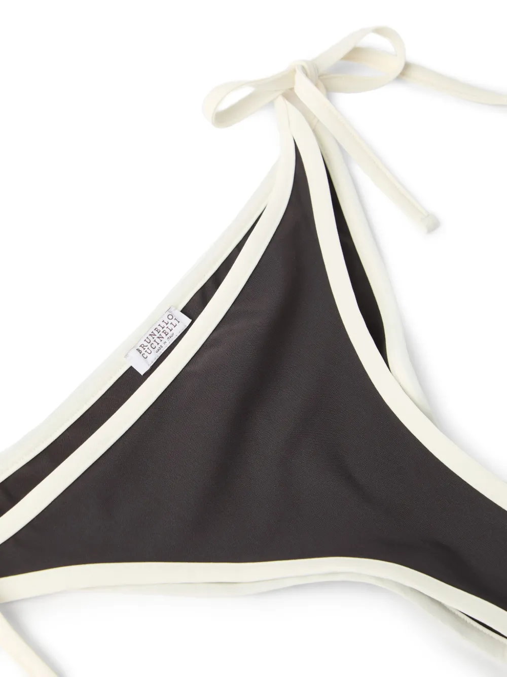 Brunello Cucinelli Techno Jersey Monili-trim Bikini Bottoms In Brown