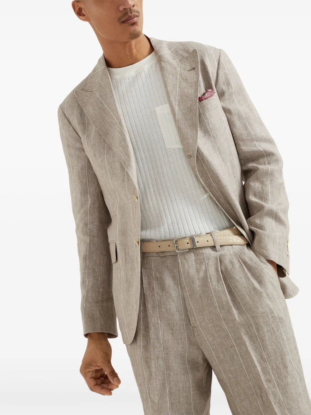 Brunello Cucinelli Gestreepte blazer Beige