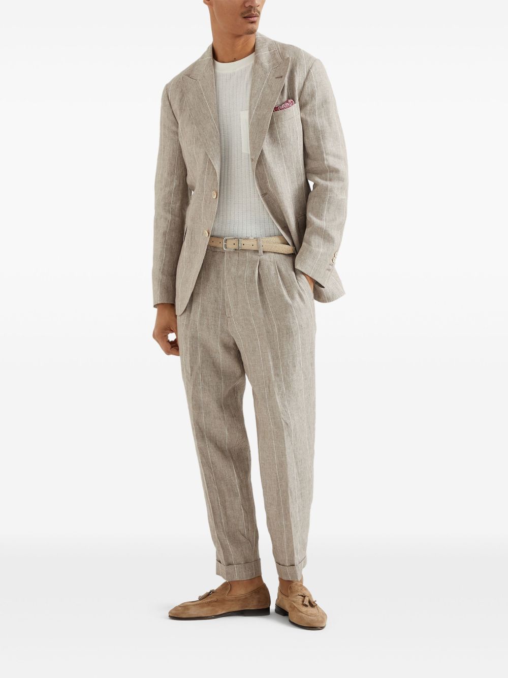 Brunello Cucinelli wide striped blazer - Neutrals