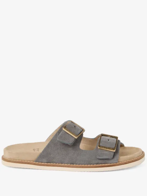 Brunello Cucinelli buckled suede slides 