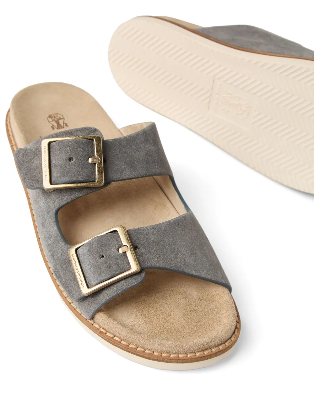 Brunello Cucinelli suede slides Grey