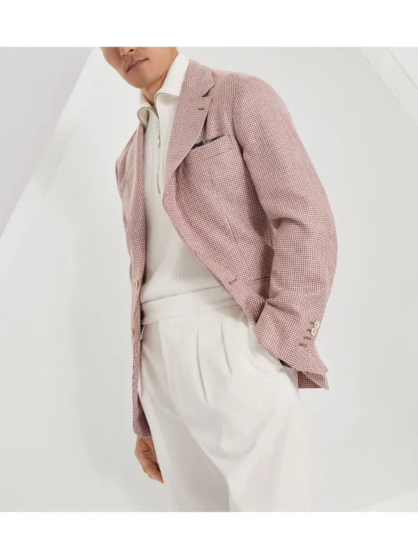 Brunello Cucinelli houndstooth-pattern Blazer | Red | FARFETCH