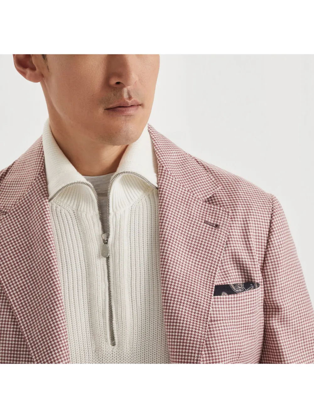 Brunello Cucinelli Blazer met pied-de-poule print Rood