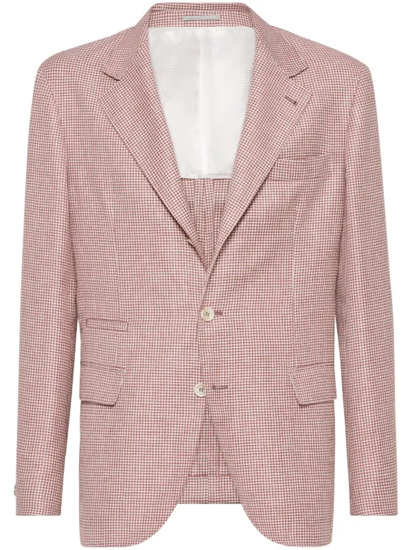 BRUNELLO CUCINELLI★Cropped bead houndstooth tweed blazer BRUNELLO CUCINELLI Cropped bead-embellished houndstooth wool