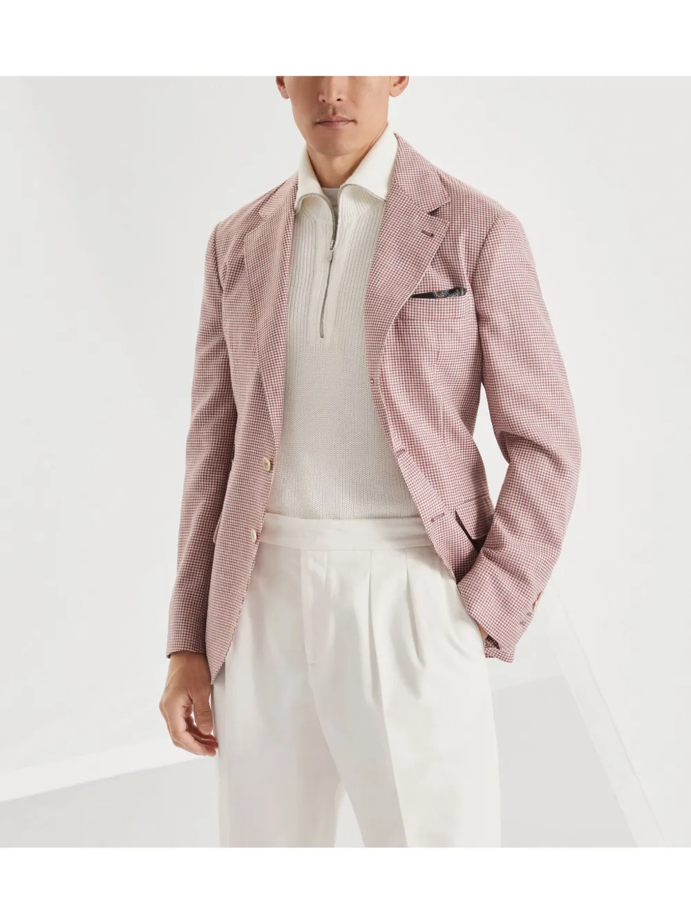 Brunello Cucinelli Blazer met pied-de-poule print Rood