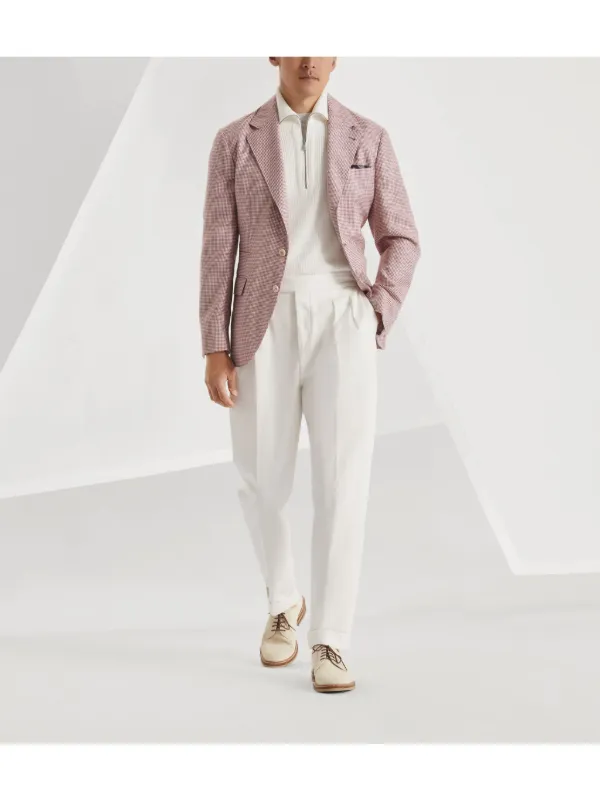 Brunello Cucinelli houndstooth-pattern Blazer | Red | FARFETCH