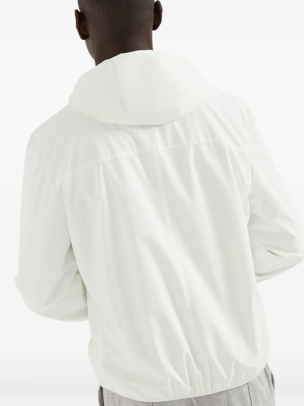 Brunello Cucinelli Waterdicht jack met geborduurd logo Wit