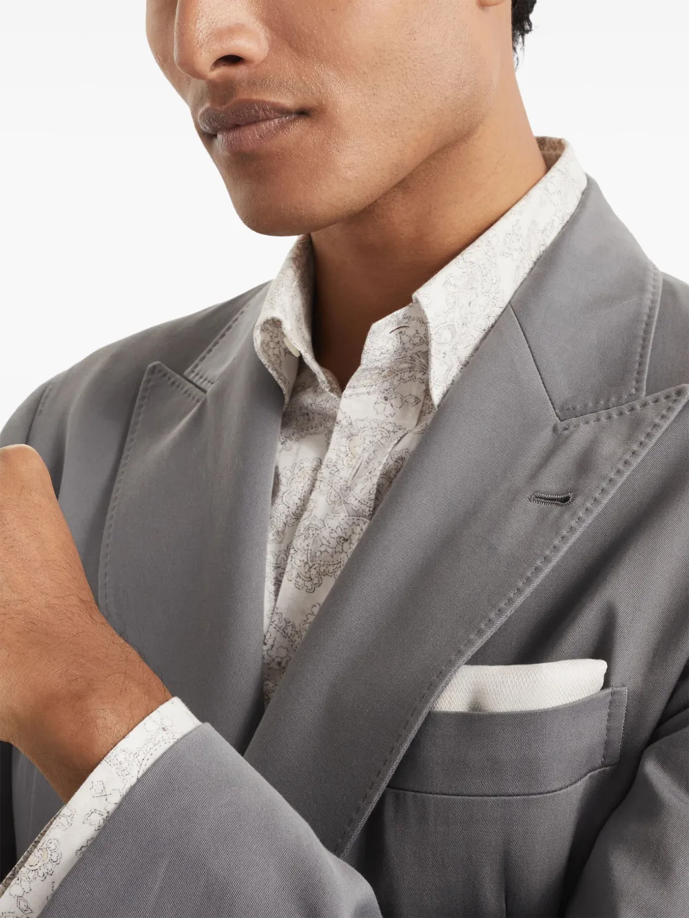 Brunello Cucinelli Gabardine blazer van katoen-kasjmier Grijs