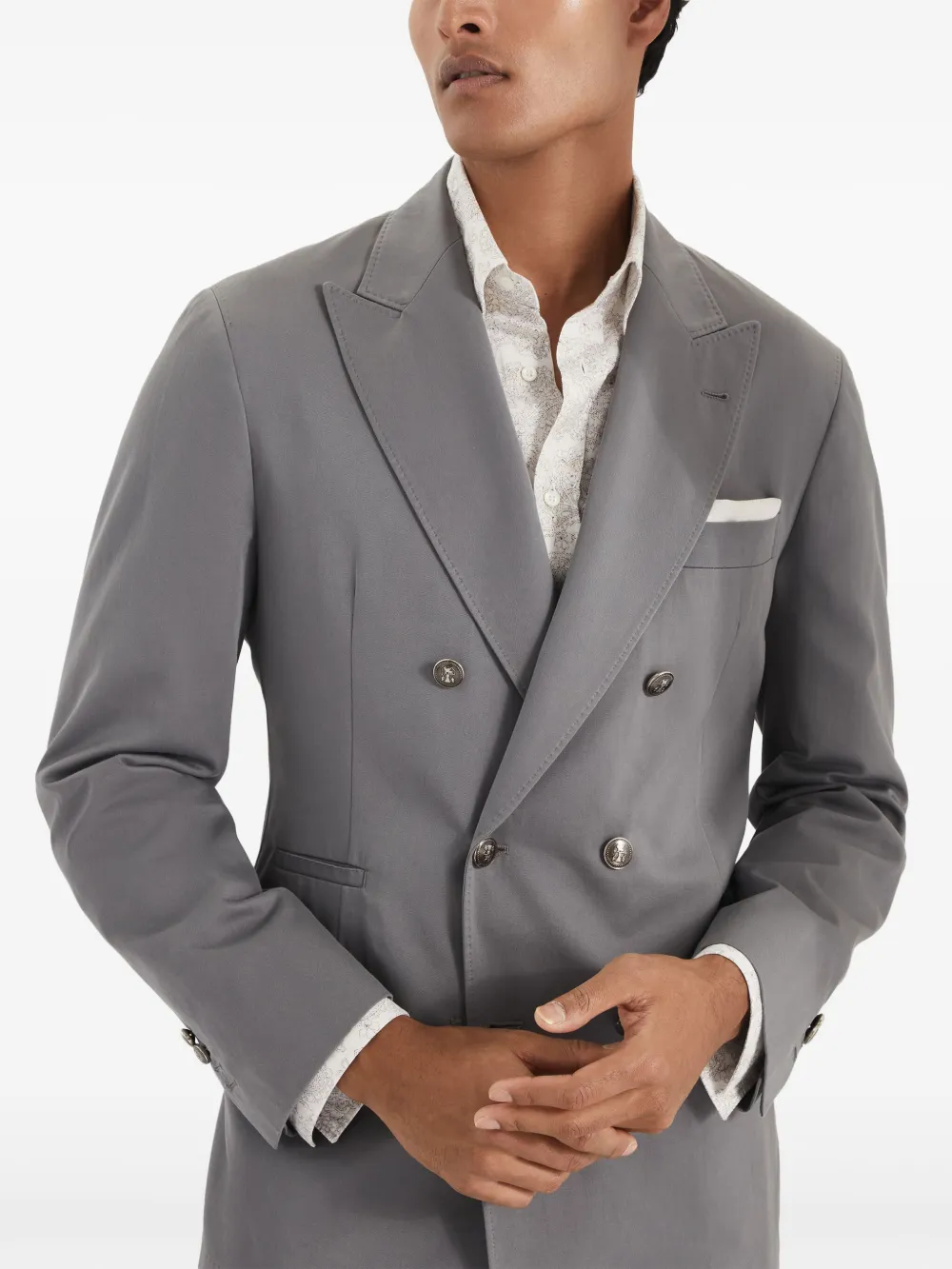 Brunello Cucinelli Gabardine blazer van katoen-kasjmier Grijs