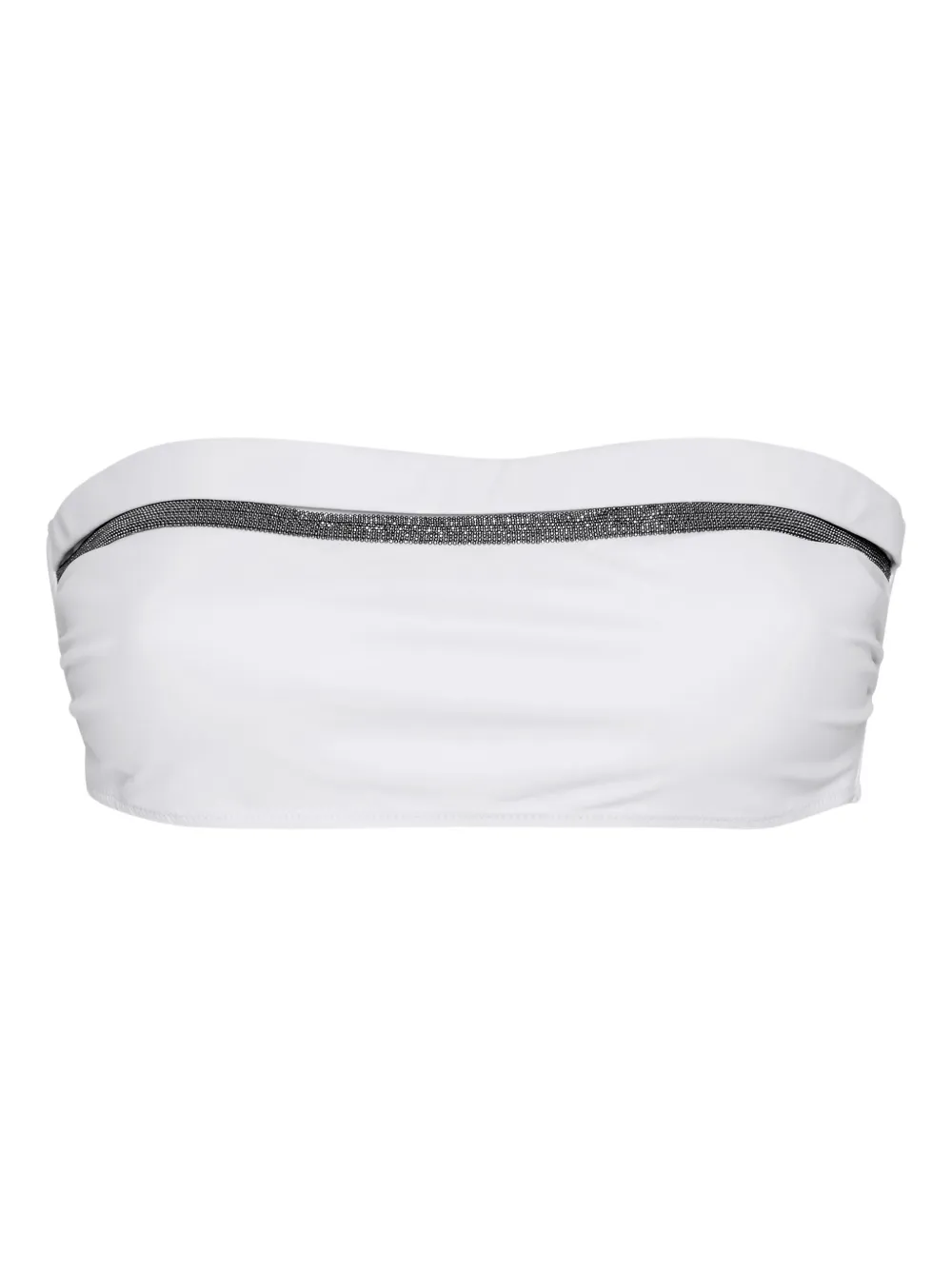 Shop Brunello Cucinelli Monili Chain-embellished Bikini Top In White