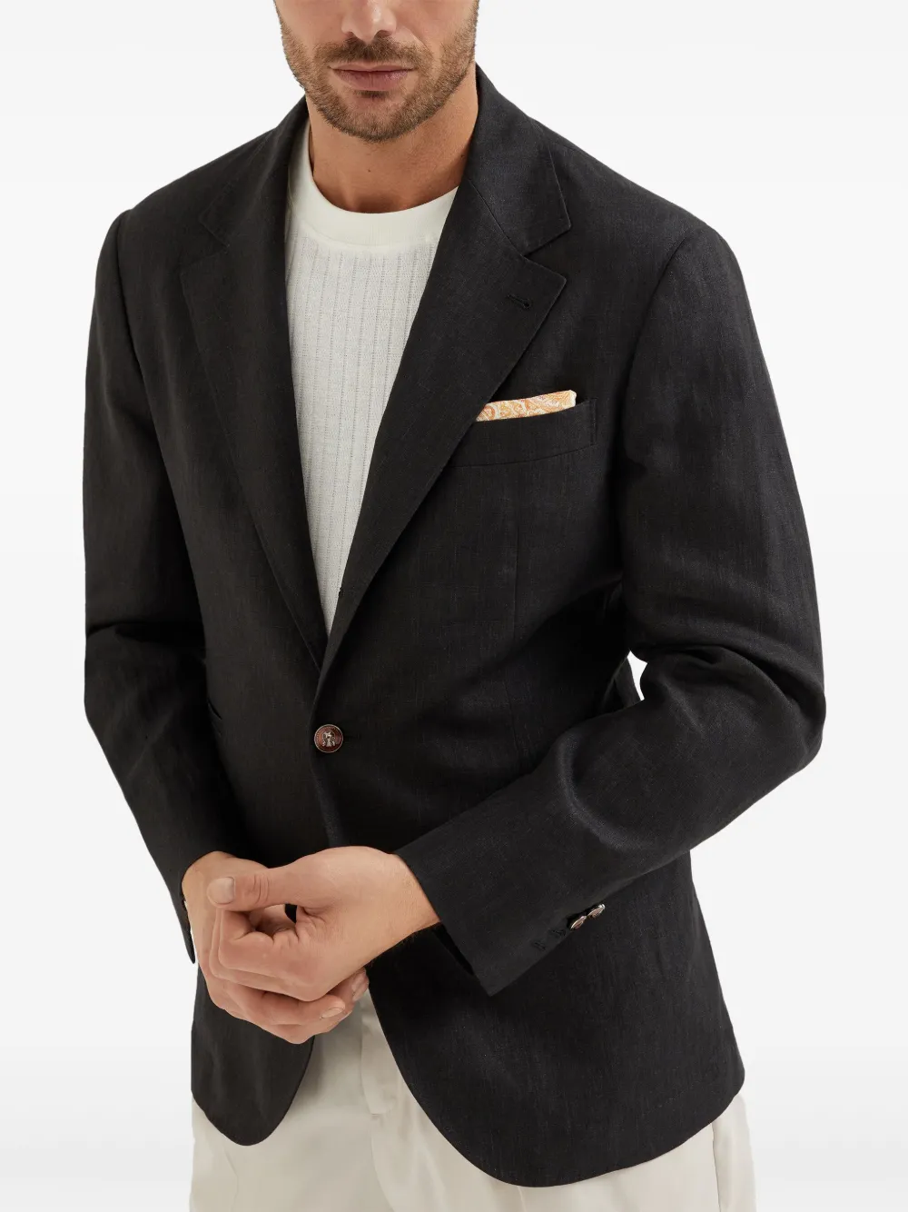 Brunello Cucinelli Linnen blazer Zwart