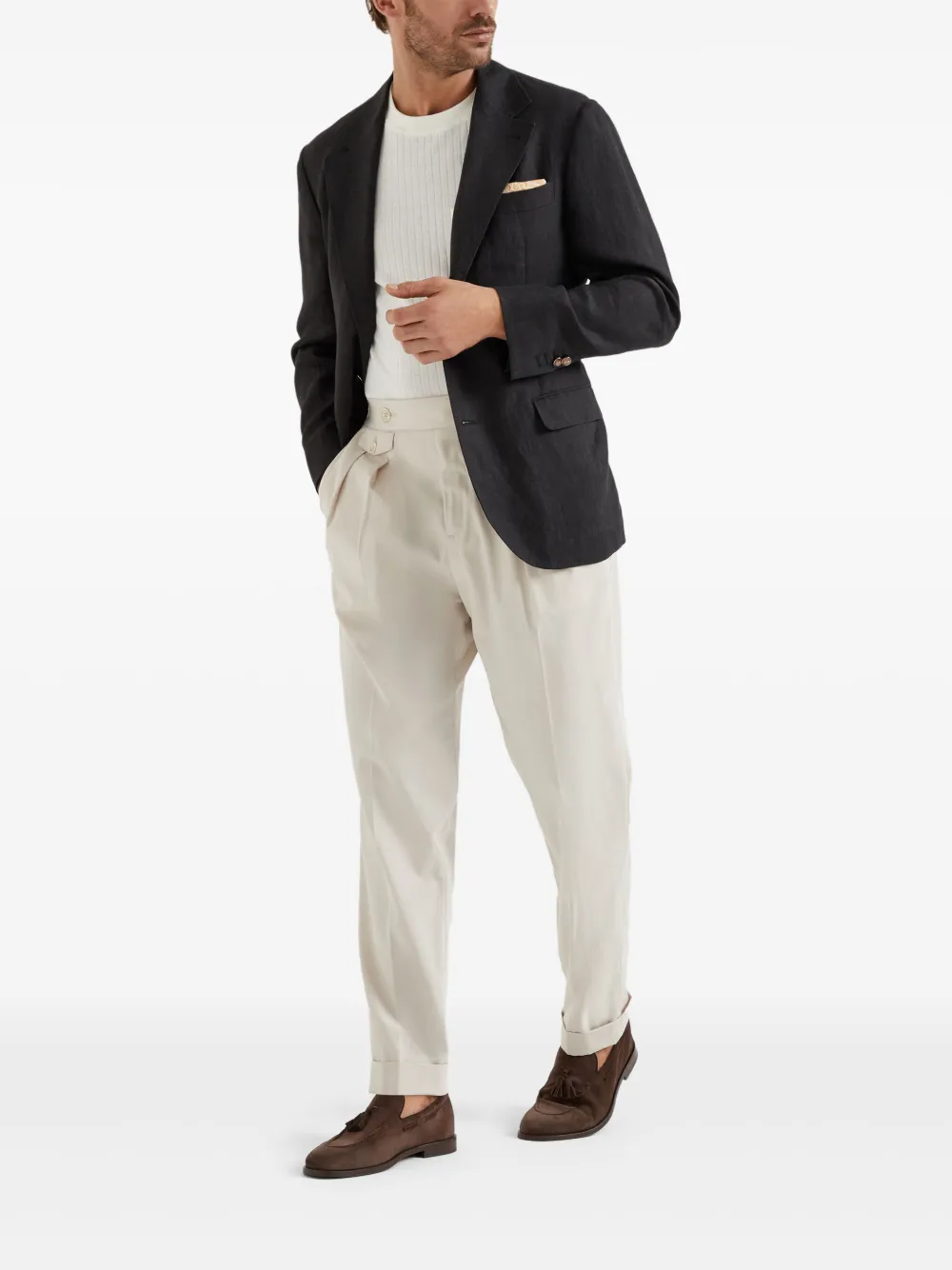 Brunello Cucinelli Linnen blazer - Zwart