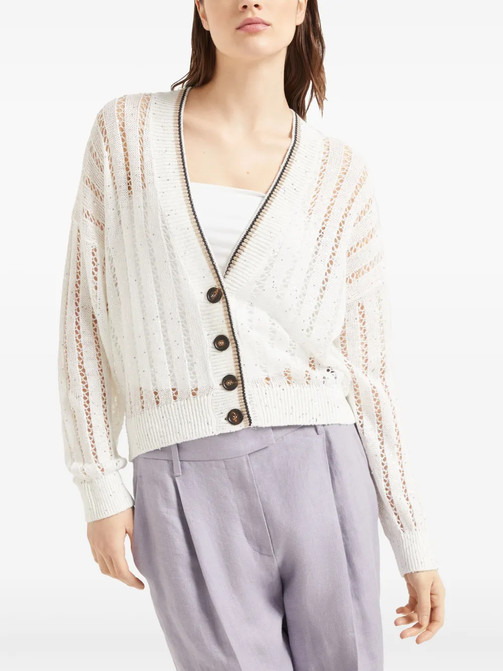 Brunello Cucinelli Vest met Monili-detail Wit