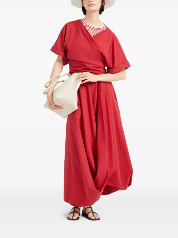 Brunello Cucinelli Bubble Hem Maxi Skirt | Red | FARFETCH