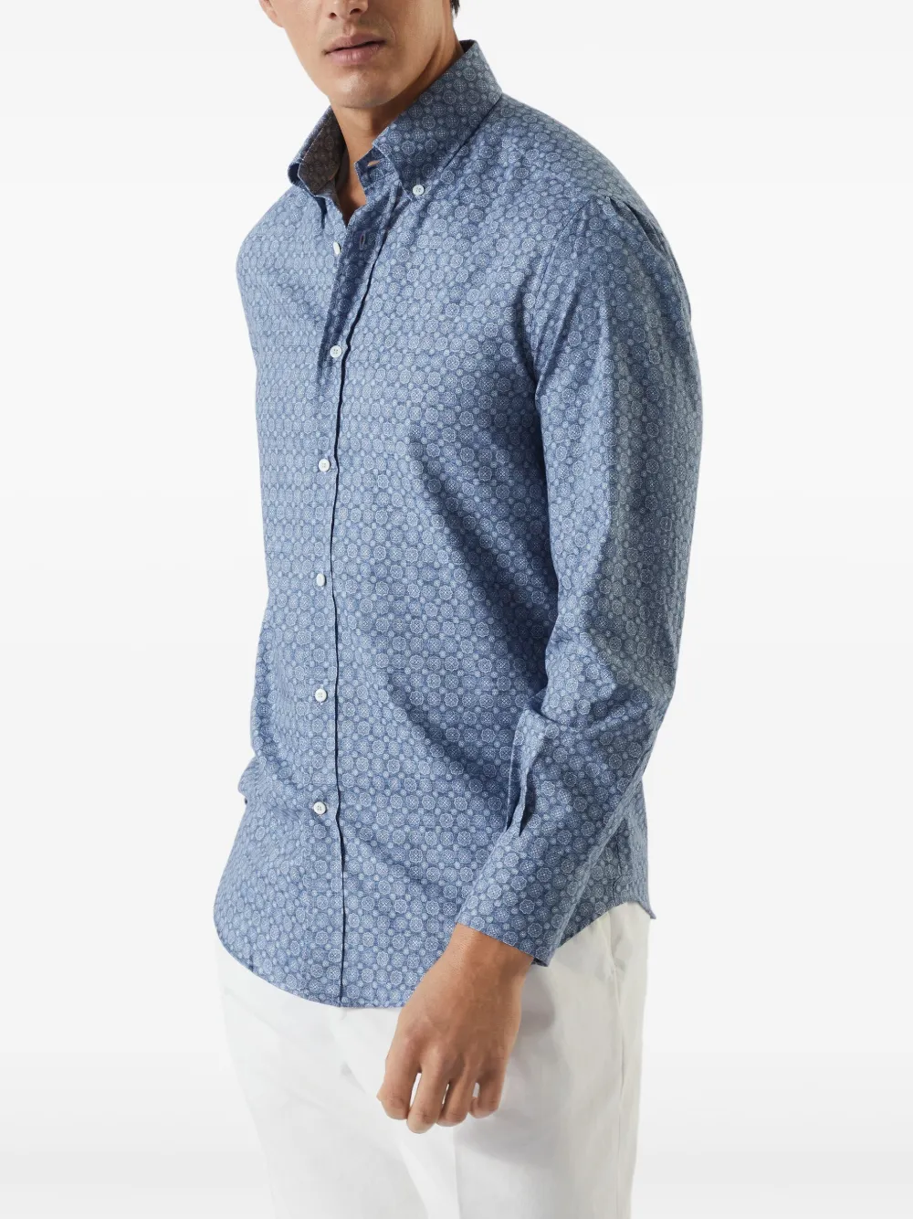 Brunello Cucinelli Overhemd met patroon Blauw
