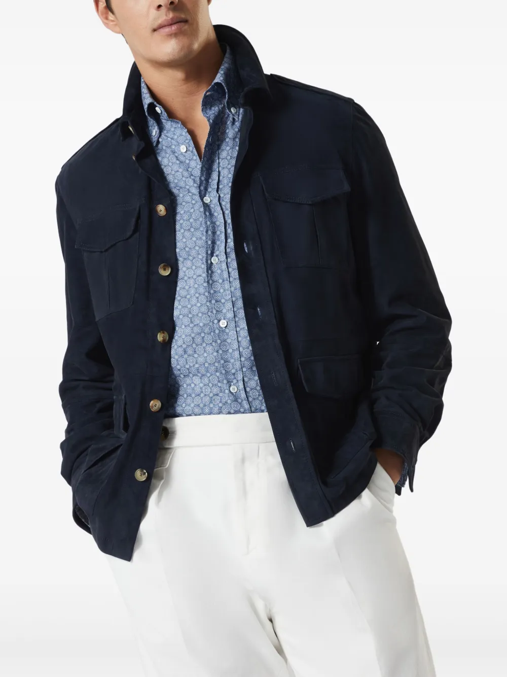 Brunello Cucinelli Overhemd met patroon Blauw