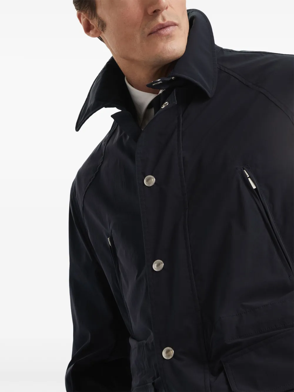Brunello Cucinelli Waterbestendige katoenen parka Blauw