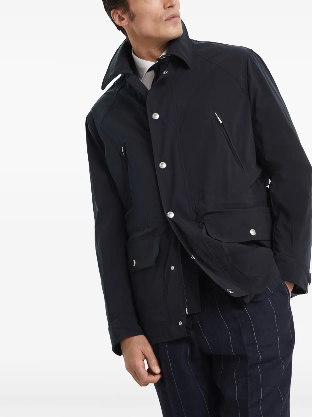 Brunello Cucinelli Waterbestendige katoenen parka Blauw