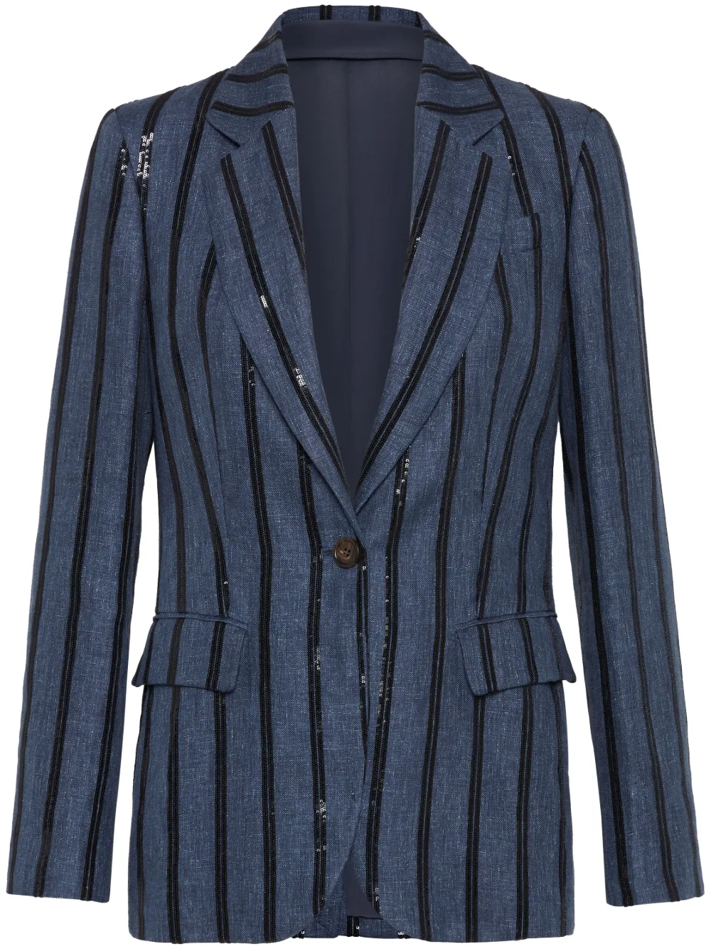 Brunello Cucinelli Blazer met geborduurde pailletten Blauw