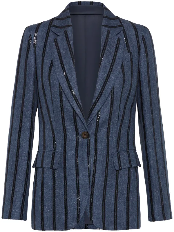 Brunello Cucinelli スパンコール ジャケット | ブルー Brunello Cucinelli スパンコール ジャケット | ブルー