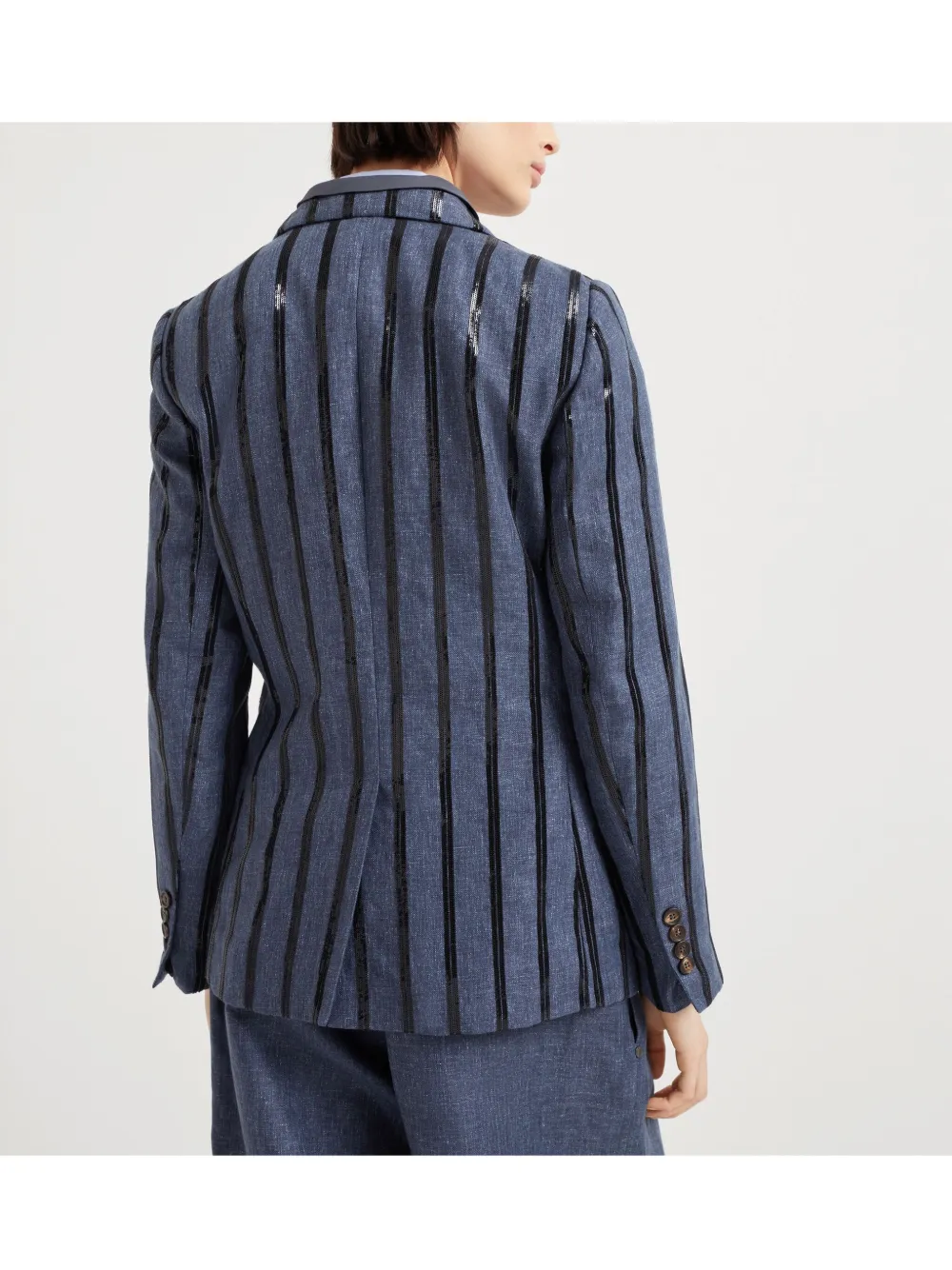 Brunello Cucinelli Blazer met geborduurde pailletten Blauw