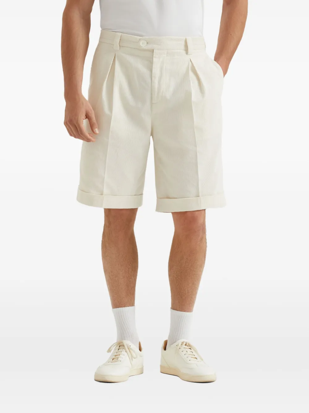 Brunello Cucinelli Ribfluwelen shorts Beige