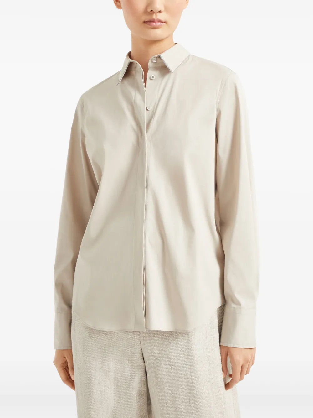 Brunello Cucinelli Blouse met ketting Bruin