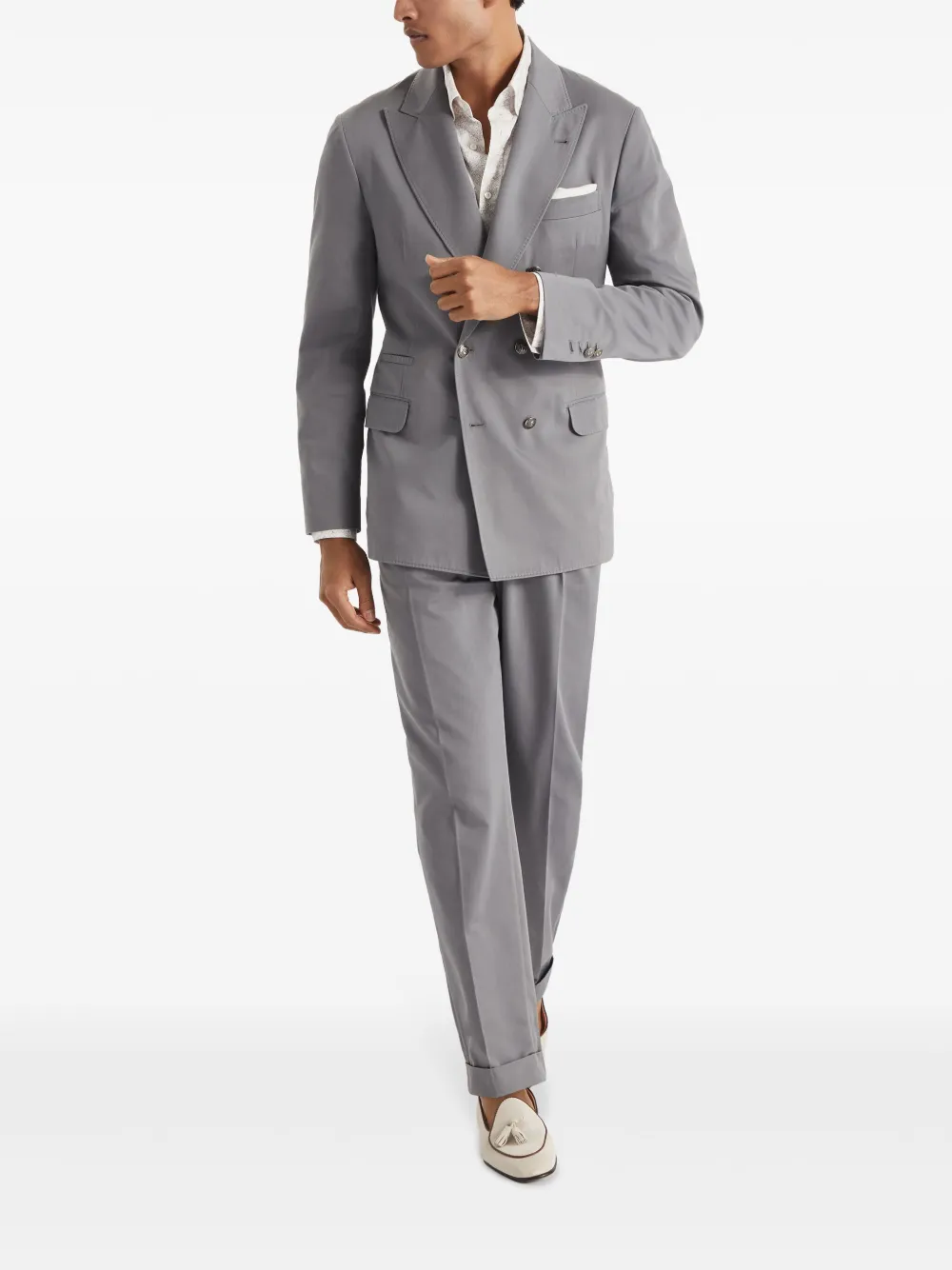 Brunello Cucinelli Gabardine Trousers In Grey