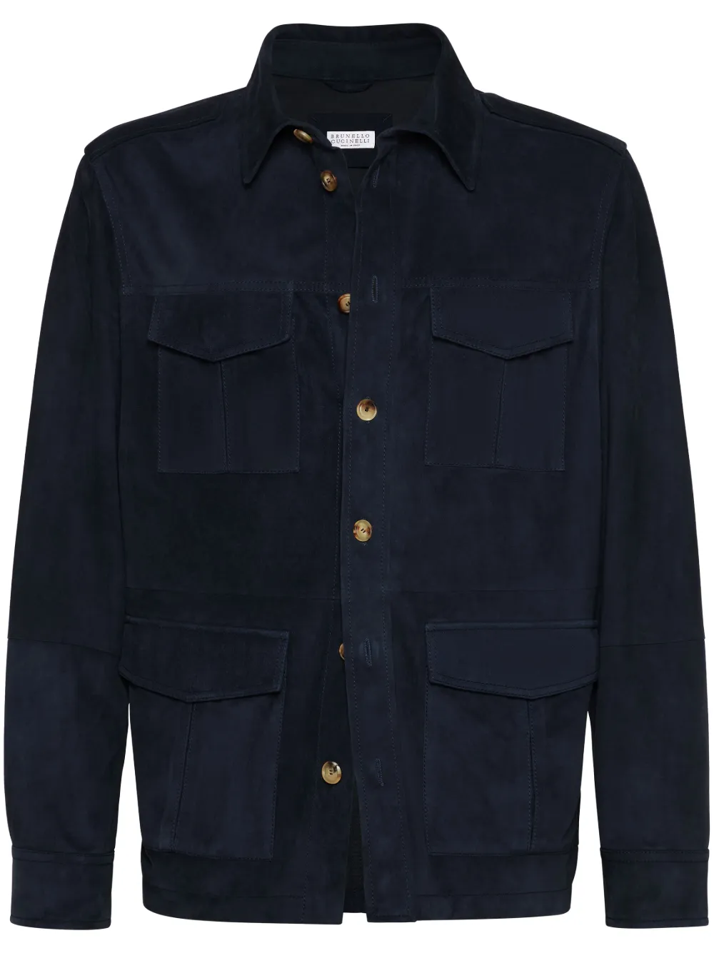 Brunello Cucinelli Hemdjacke aus Leder | Blau | Image 1