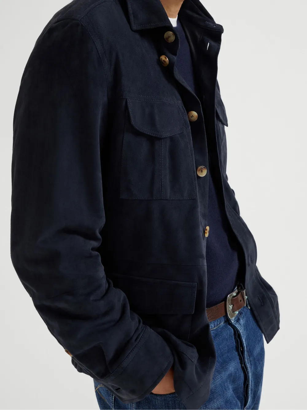 Brunello Cucinelli Leren shirtjack Blauw
