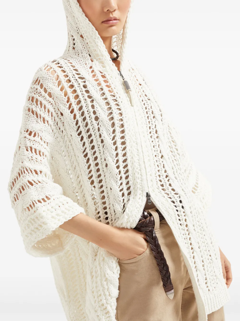 Brunello Cucinelli Kabelgebreid vest Wit