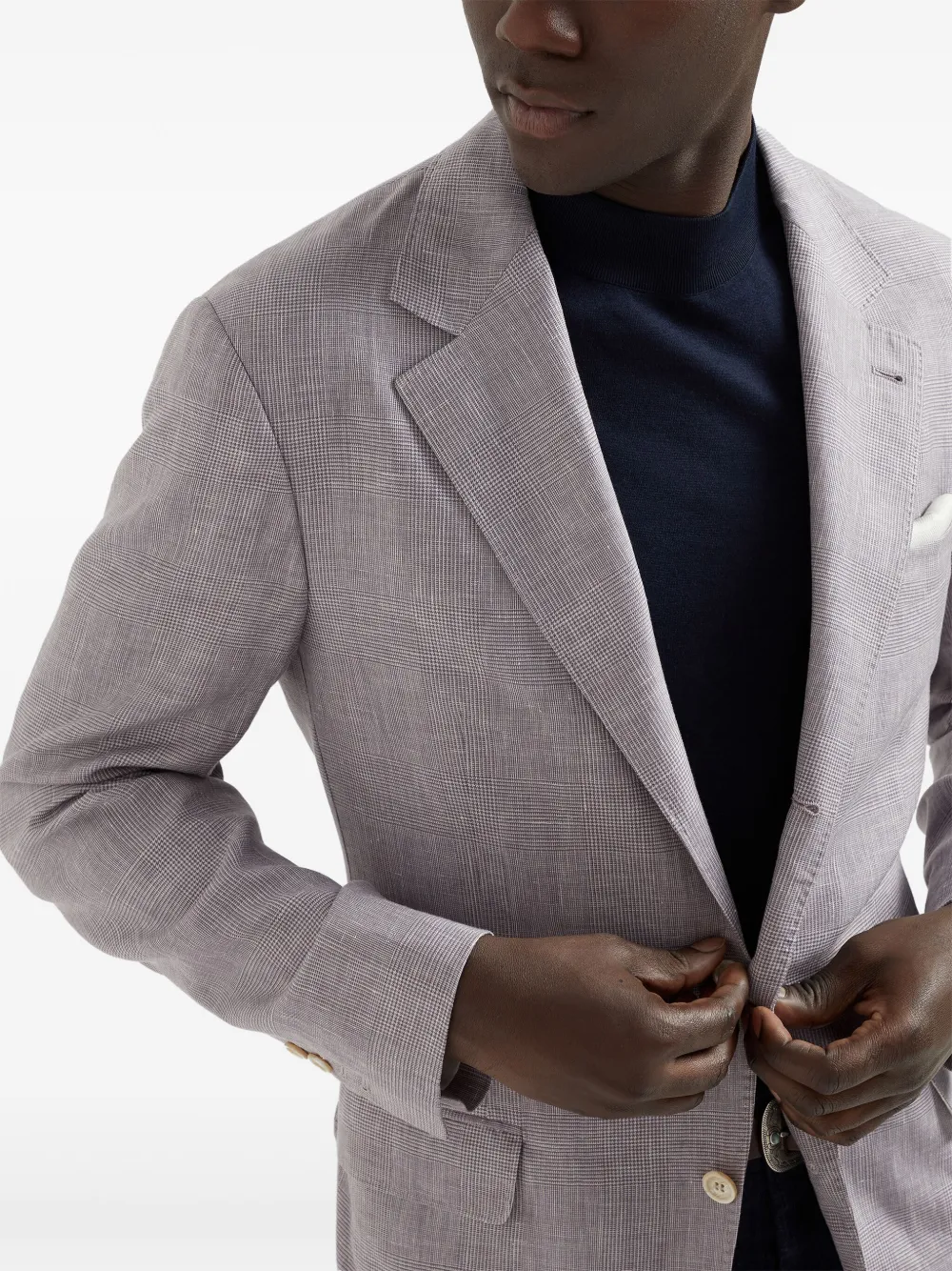 Brunello Cucinelli Prince of Wales geruite blazer Paars