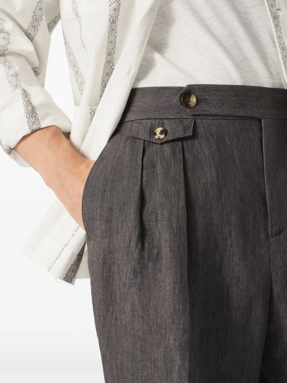 Brunello Cucinelli Linnen pantalon Grijs