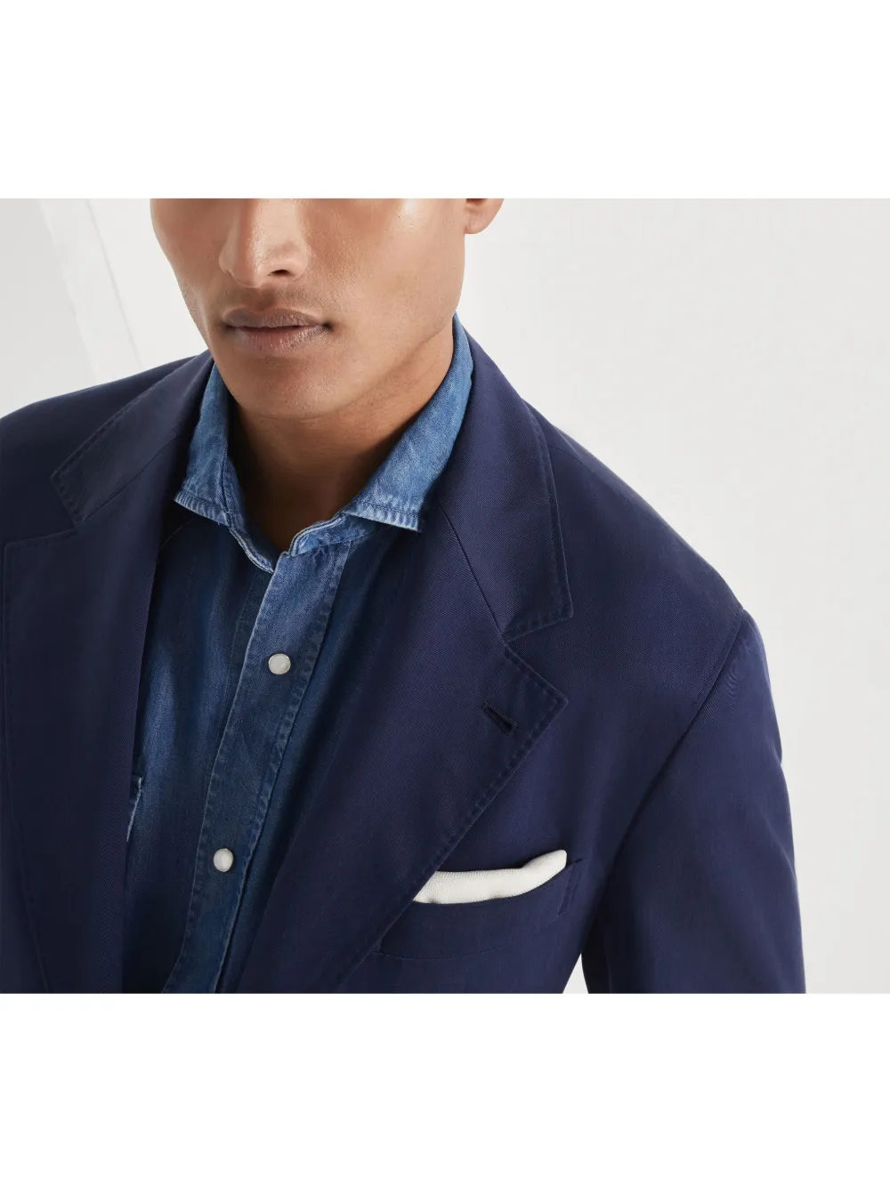 Brunello Cucinelli Blazer met enkele rij knopen Blauw