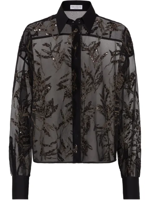 Brunello Cucinelli camisa de seda Flora