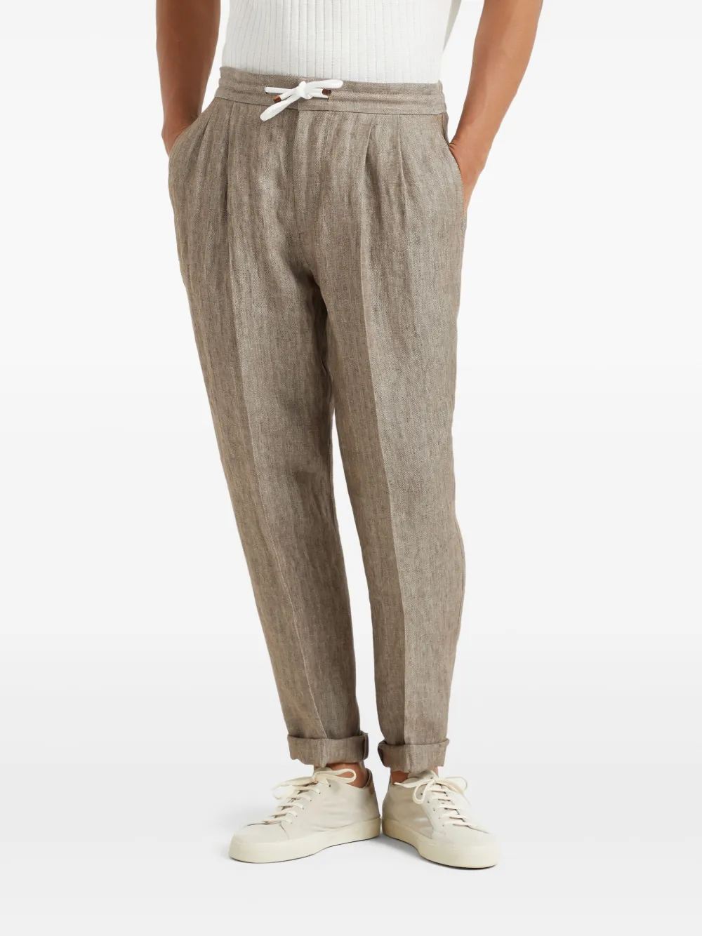 Brunello Cucinelli Linnen broek Bruin