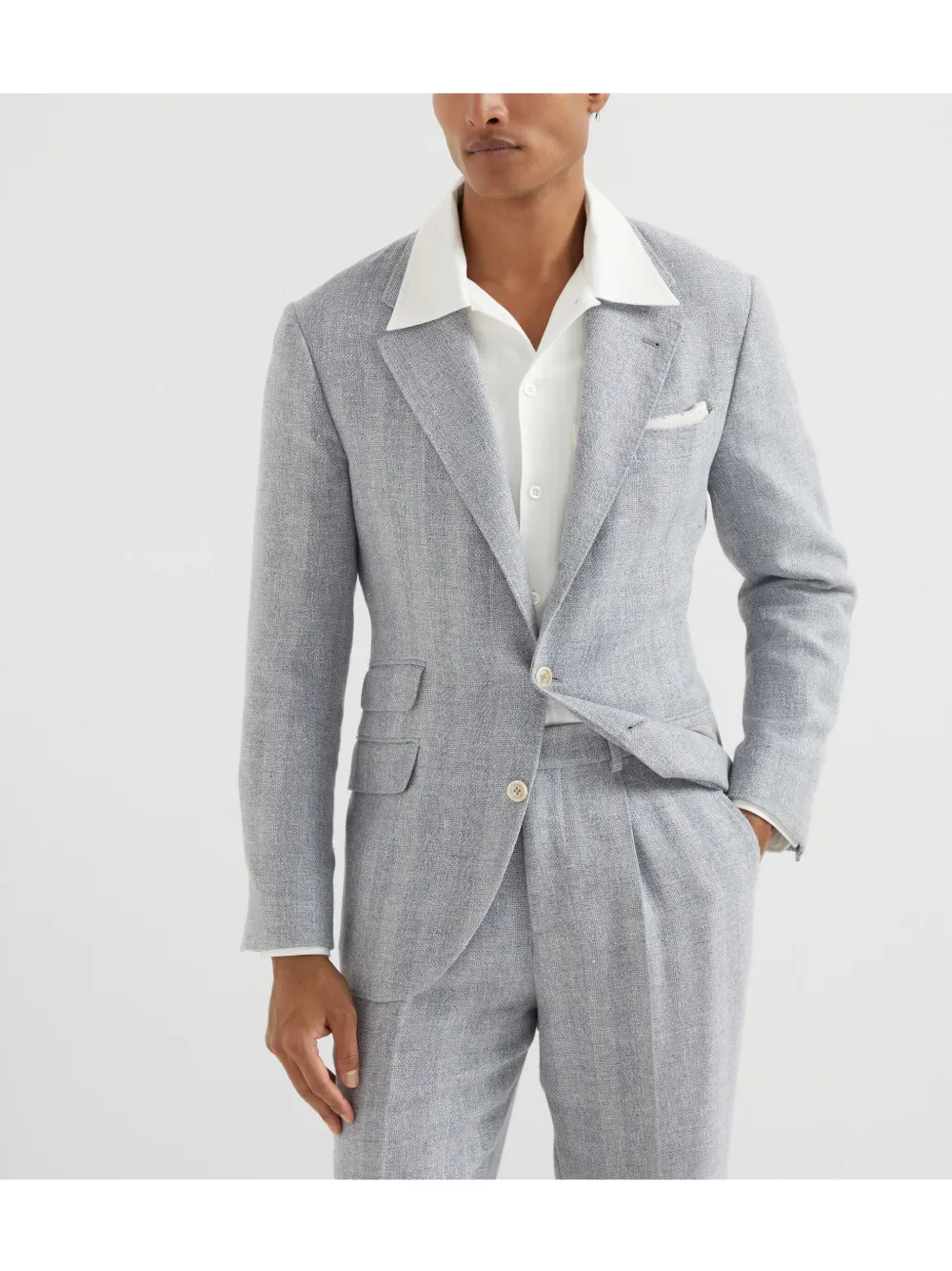 Brunello Cucinelli Blazer met enkele rij knopen Grijs