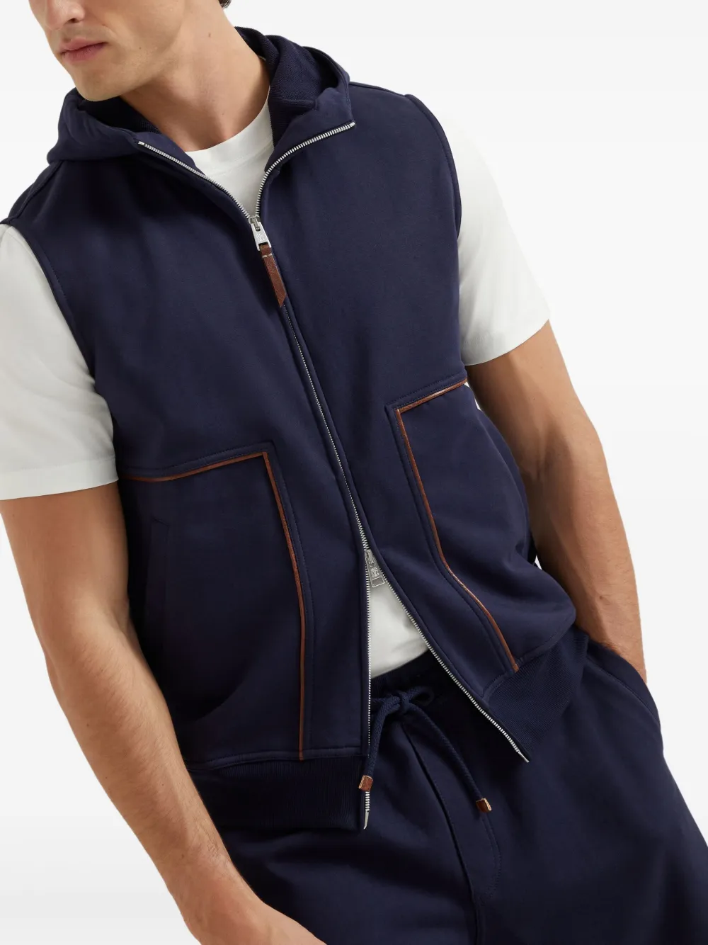 Brunello Cucinelli Gilet met capuchon Blauw