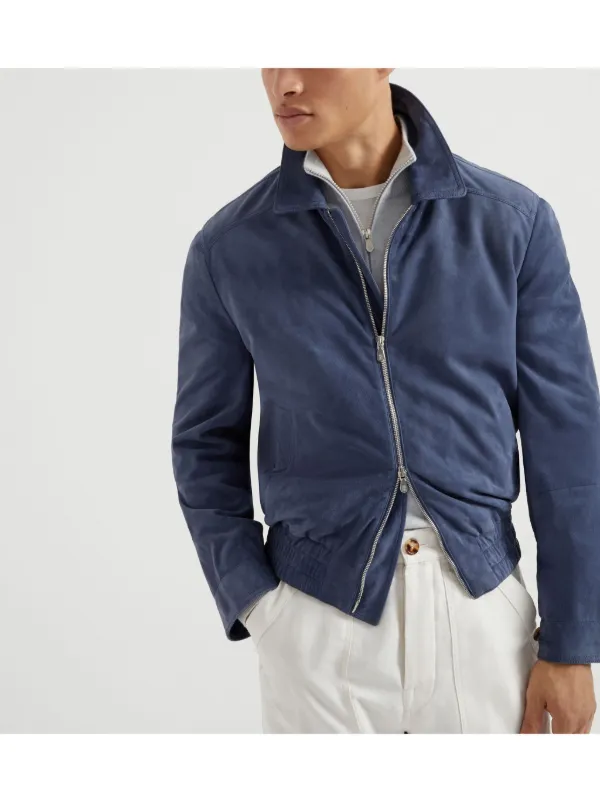 【SALE／10%OFF Brunello Cucinelli FARFETCH | Blue | Jacket Bomber Suede ブルゾン