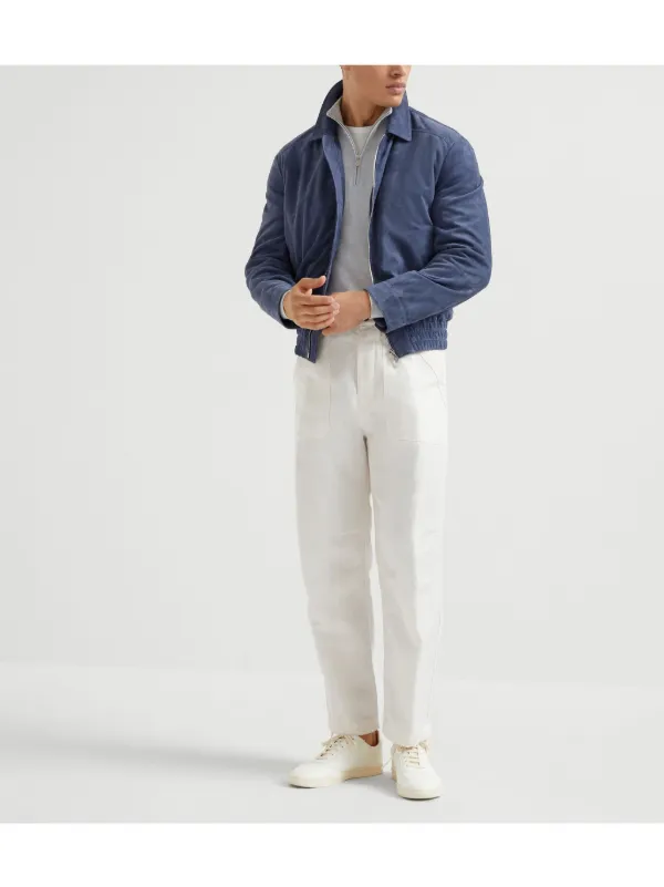 Brunello Cucinelli Suede Bomber Jacket | Blue | FARFETCH