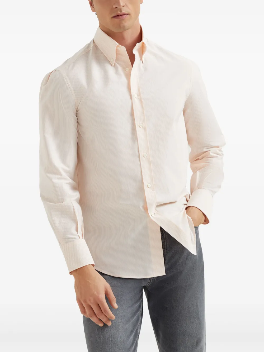 Brunello Cucinelli Gestreept overhemd Beige