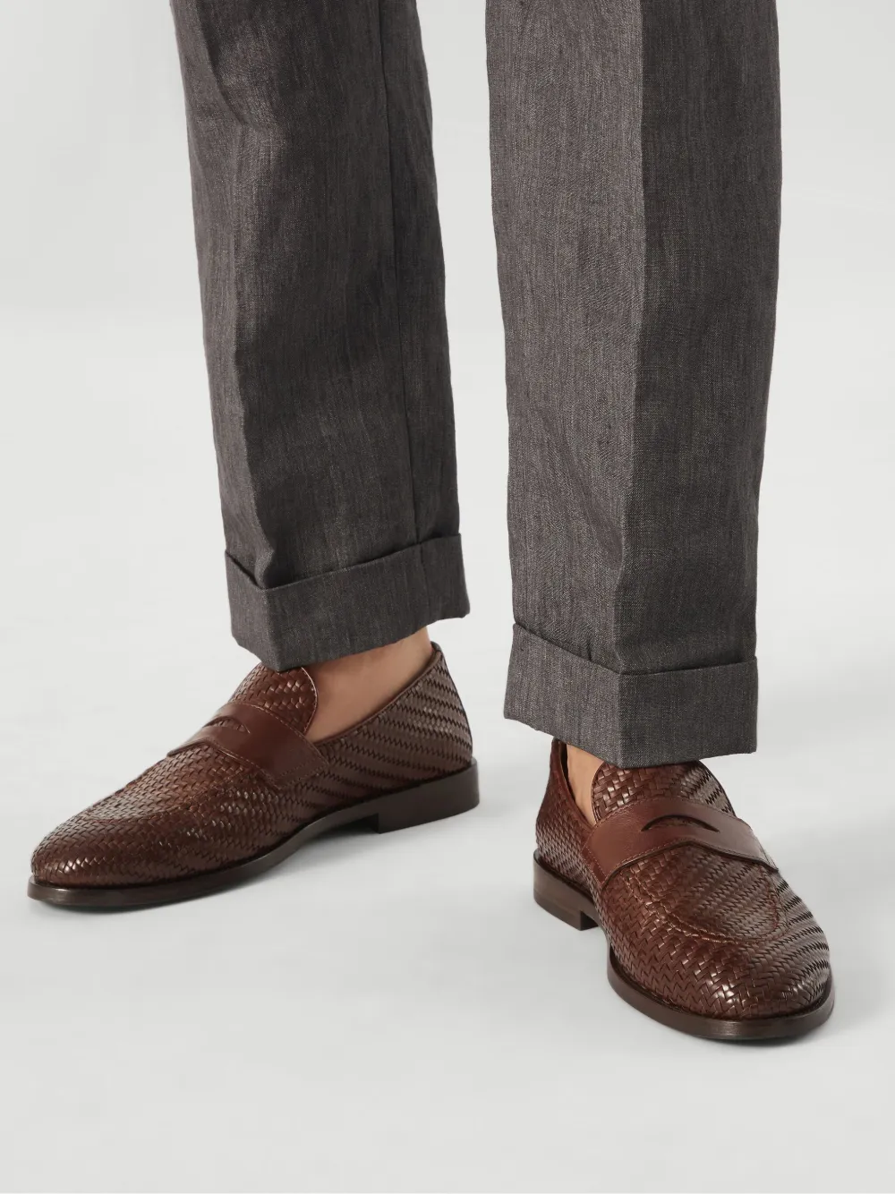 Brunello Cucinelli leather penny loafers Brown