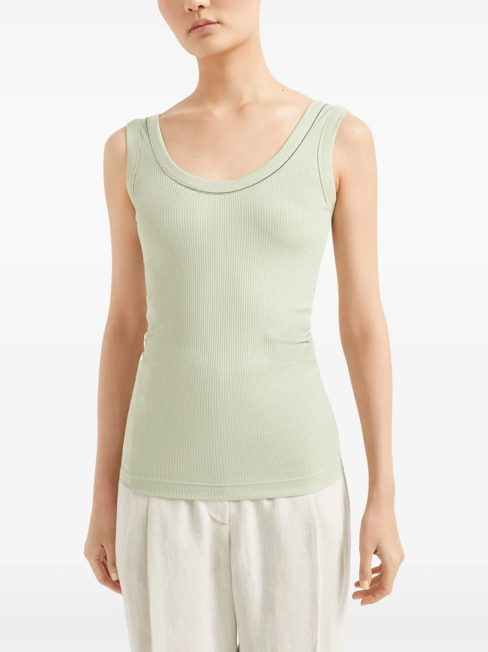 Brunello Cucinelli Geribbelde tanktop Groen