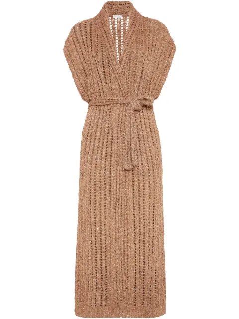 Brunello Cucinelli معطف بتصميم كارديغان ومزين بترتر