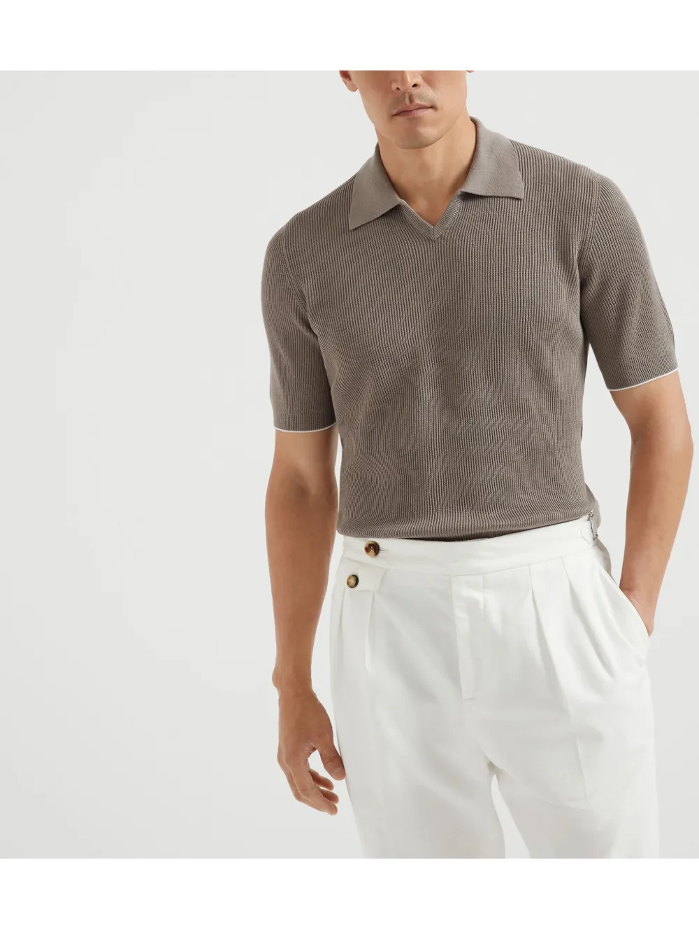 Brunello Cucinelli Gebreide polotop Grijs